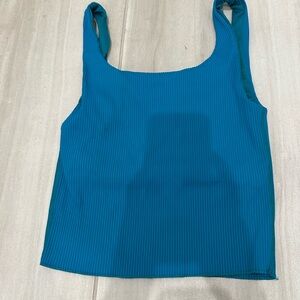 Carbon 38 Teal Ribbed Women's Bra Workout Top, S